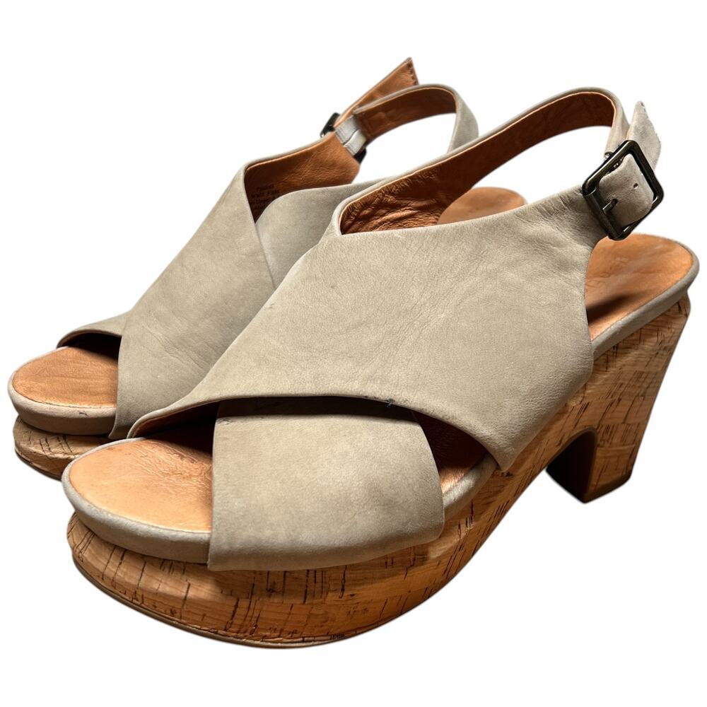 GENTLE SOULS Kenneth Cole Paulina Cross Women 9.5 Cork Heel Platform Wedge READ - Picture 2 of 14